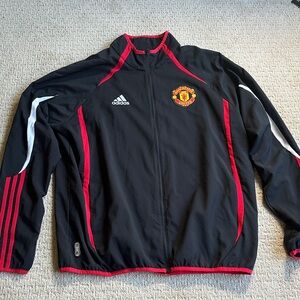 Adidas Manchester United Teamgeist Black Red Windbreaker Jacket Full Zip Mens XL